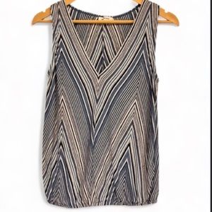 Max Studio Ladies Striped Sleeveless | V Neck Top | Elastic Waist Size Small EUC